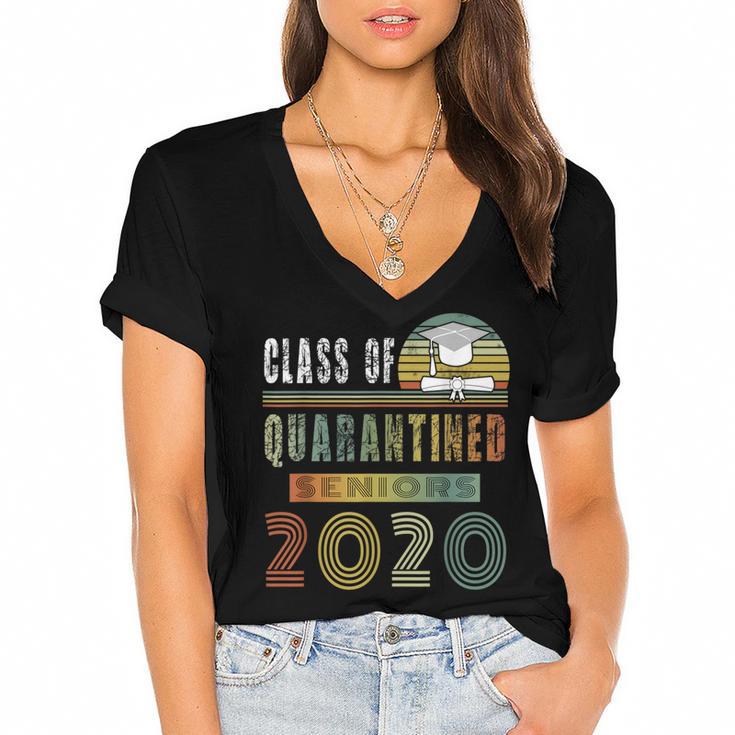 Class Of 2020 Quarantined Seniors Graduation Gift Women's Jersey Short Sleeve Deep V-Neck Tshirt				