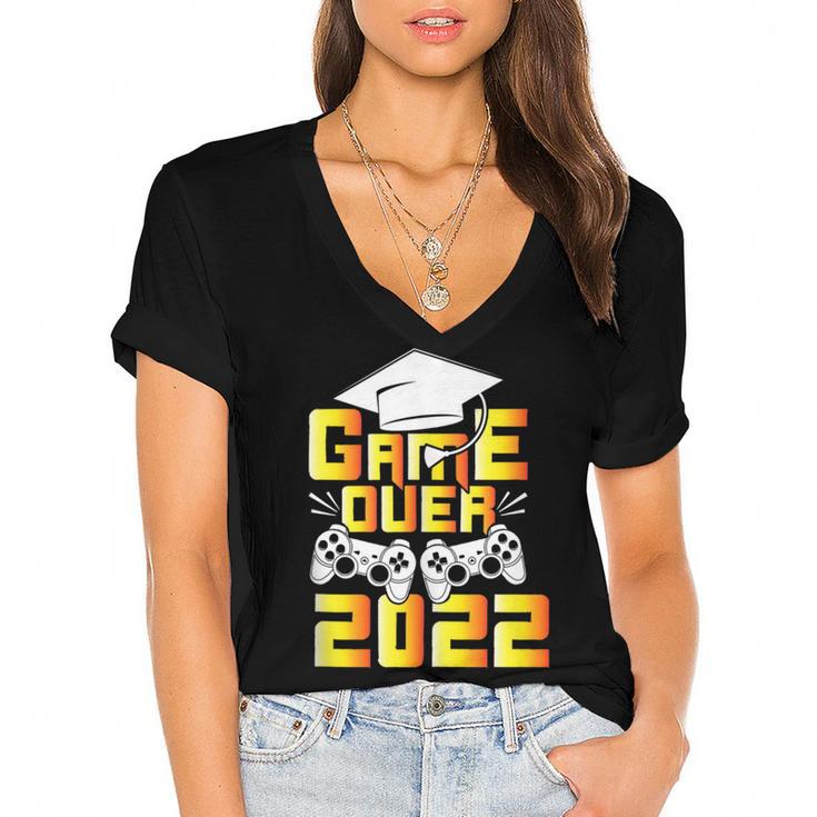 Class Of 2022 Graduation Gamer Video Console Graduate Class Women's Jersey Short Sleeve Deep V-Neck Tshirt				