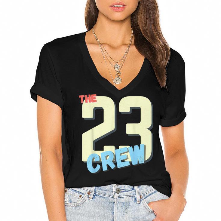Class Of 2023 Seniors 23 Crew Senior Graduation Idea Women's Jersey Short Sleeve Deep V-Neck Tshirt				