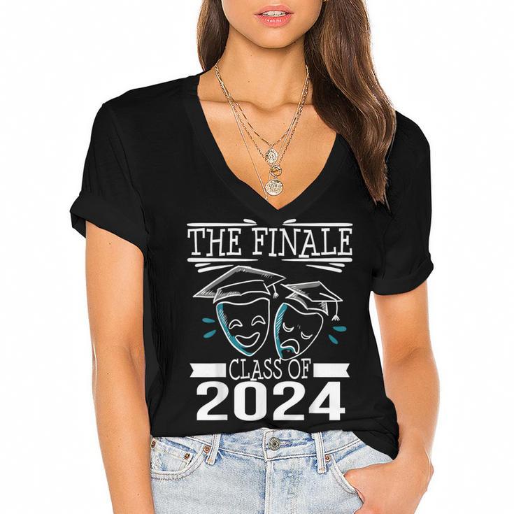 Class Of 2024 Finale Drama Theater Club Actor Graduation Women's Jersey Short Sleeve Deep V-Neck Tshirt				