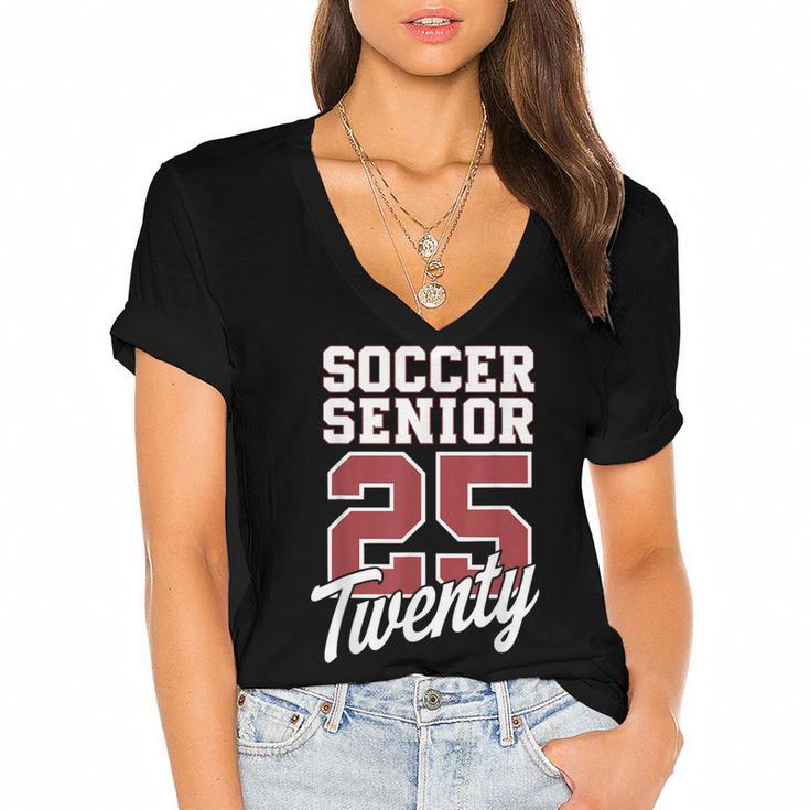 Class Of 2025 Senior 2025 Graduation 2025 Soccer Women's Jersey Short Sleeve Deep V-Neck Tshirt				