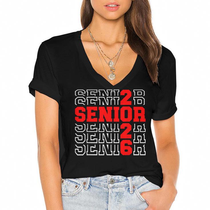 Class Of 2026 Senior Back To School 2026 Graduation 2026 Women's Jersey Short Sleeve Deep V-Neck Tshirt				