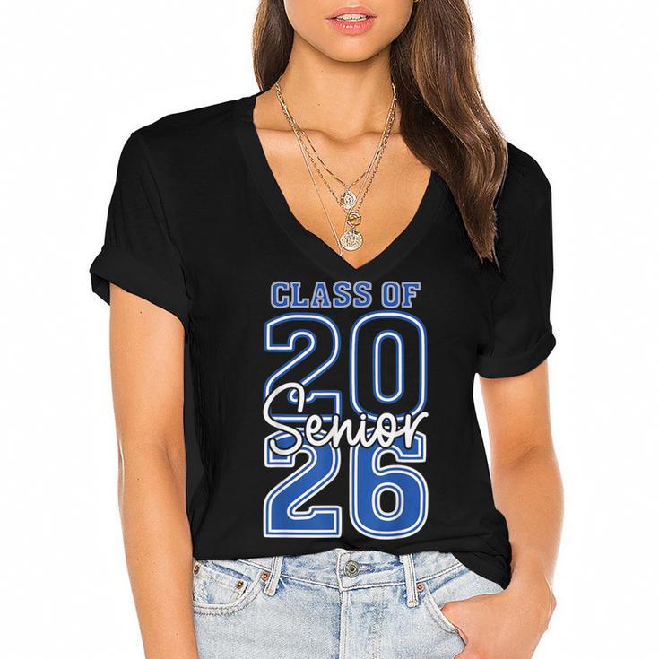 Class Of 2026 Senior Retro Graduation 2026 First Day Vintage Women's Jersey Short Sleeve Deep V-Neck Tshirt				