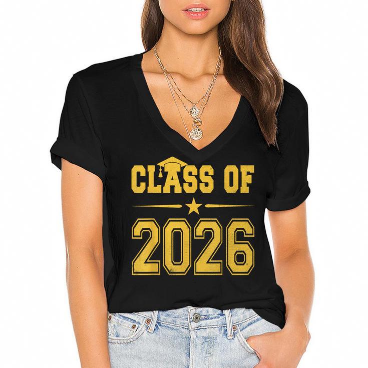 Class Of 2026 Shirt Graduation Women's Jersey Short Sleeve Deep V-Neck Tshirt				