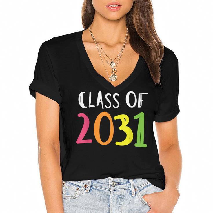 Class Of 2031 Kindergarten Graduation Back To School T-Shirt Women's Jersey Short Sleeve Deep V-Neck Tshirt				