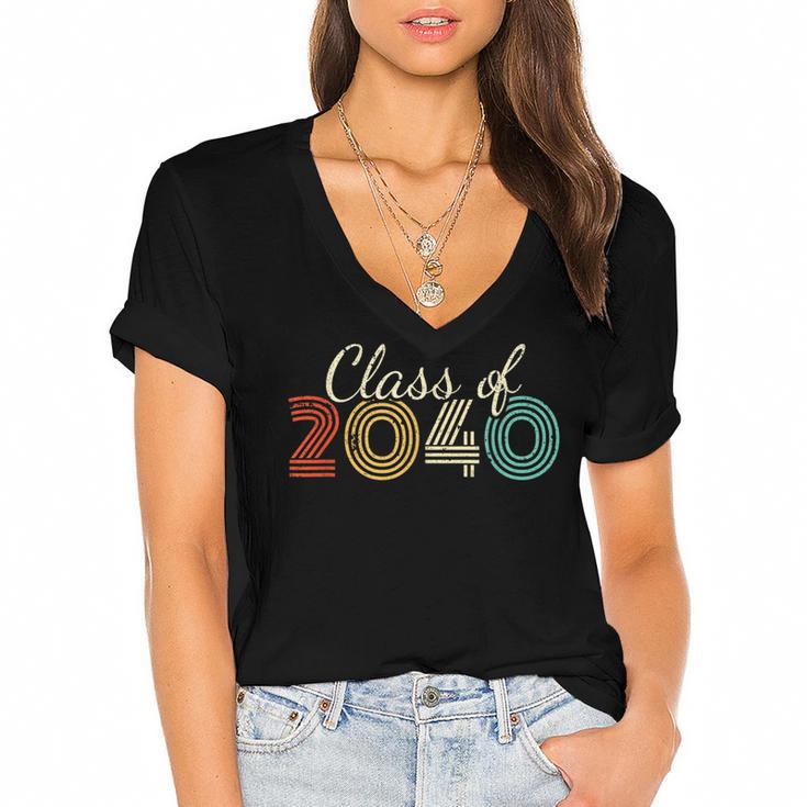 Class Of 2040 Senior Graduate 2040 Graduation Women's Jersey Short Sleeve Deep V-Neck Tshirt				