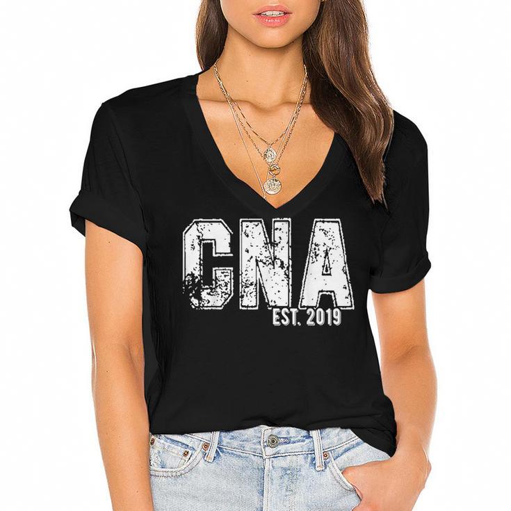 CNAs Graduation Shirt CNA Est 2019 Women's Jersey Short Sleeve Deep V-Neck Tshirt				