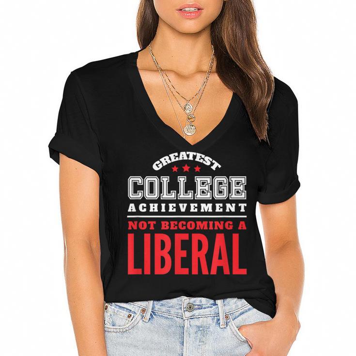 College Graduation For Conservatives Women's Jersey Short Sleeve Deep V-Neck Tshirt				