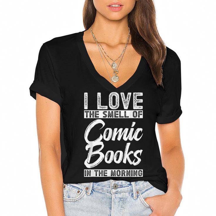 Comic Book Women's Jersey Short Sleeve Deep V-Neck Tshirt