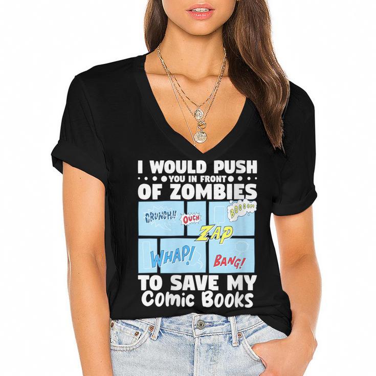 Comics Collecting Book Collector Guide Comics Lover Women's Jersey Short Sleeve Deep V-Neck Tshirt				