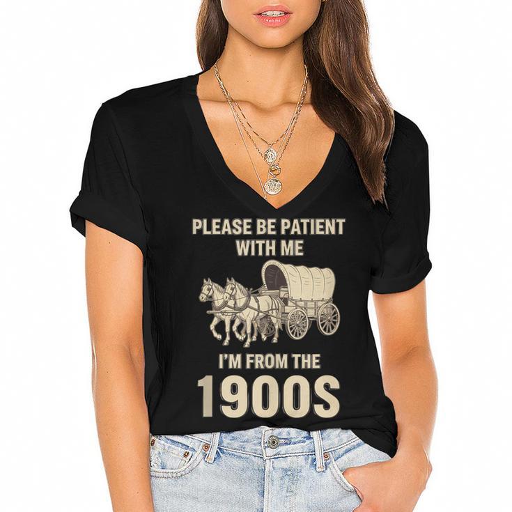 Country Please Be Patient With Me I'm From The 1900s Vintage Women's Jersey Short Sleeve Deep V-Neck Tshirt
