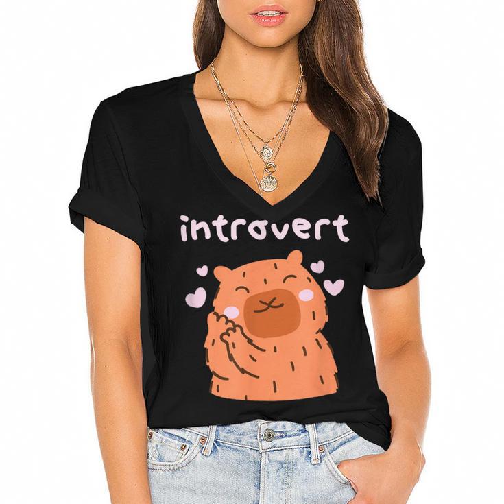 Cute Introvert Graphic Tee Women's Jersey Short Sleeve Deep V-Neck Tshirt Cute Introvert Graphic Tee Women's Jersey Short Sleeve Deep V-Neck Tshirt