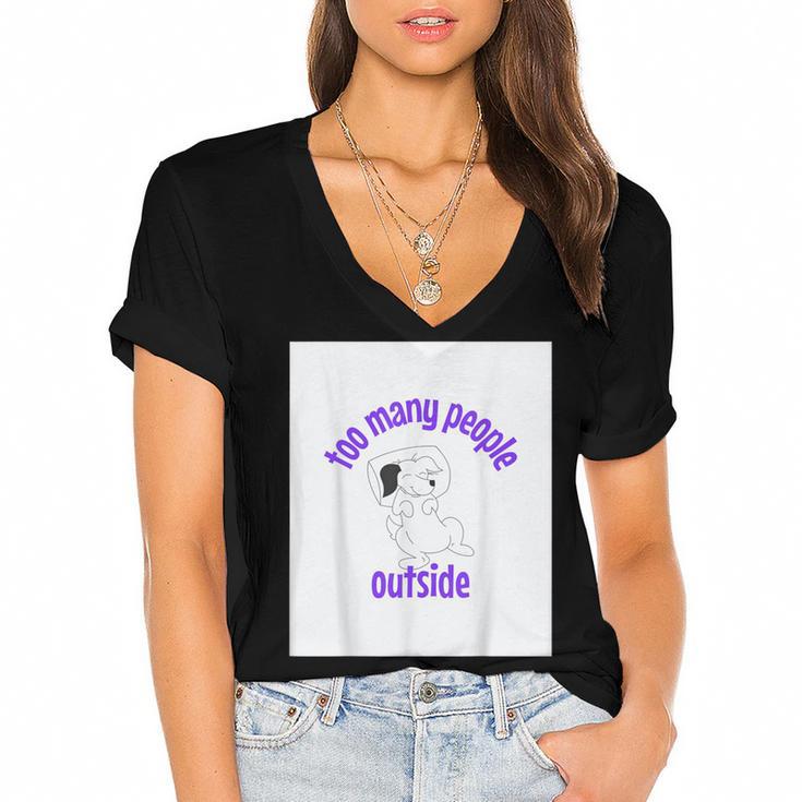 Cute Puppy With a Quote For Introverts Women's Jersey Short Sleeve Deep V-Neck Tshirt				