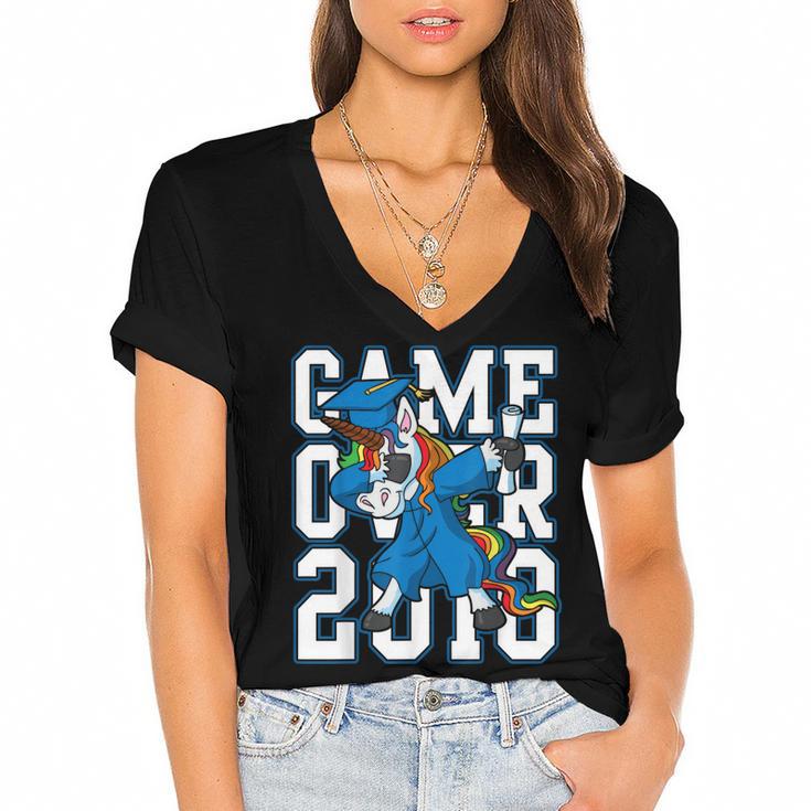 Dabbing Graduation Class Of 2018Shirt Unicorn Dab Women's Jersey Short Sleeve Deep V-Neck Tshirt
