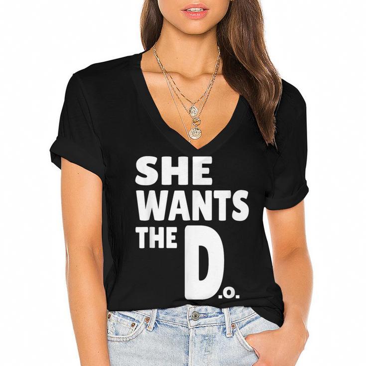 Doctor Of Osteopathic Medicine Graduation Women's Jersey Short Sleeve Deep V-Neck Tshirt				