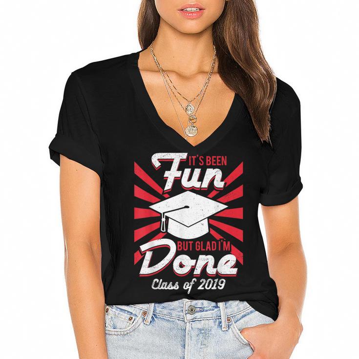Im Done Graduating Class Of 2019 School Graduation T Shirt Women's Jersey Short Sleeve Deep V-Neck Tshirt				