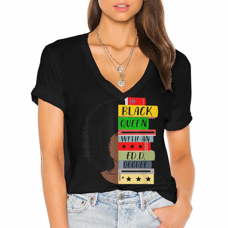 EdD Doctor Of Education Book Degree Doctorate Graduation Women's Jersey Short Sleeve Deep V-Neck Tshirt				