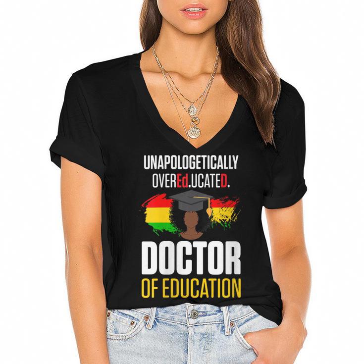 EdD Doctor Of Education Educated Doctorate Graduation Women's Jersey Short Sleeve Deep V-Neck Tshirt				
