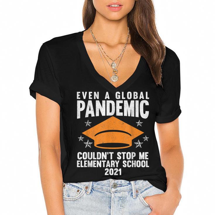 Elementary School 2021 Degree Graduation Graduate Women's Jersey Short Sleeve Deep V-Neck Tshirt				