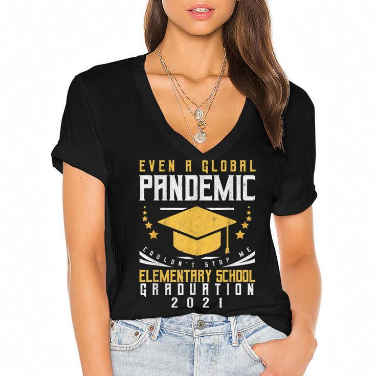 Elementary School Graduation 2021 Degree Graduate Women's Jersey Short Sleeve Deep V-Neck Tshirt				