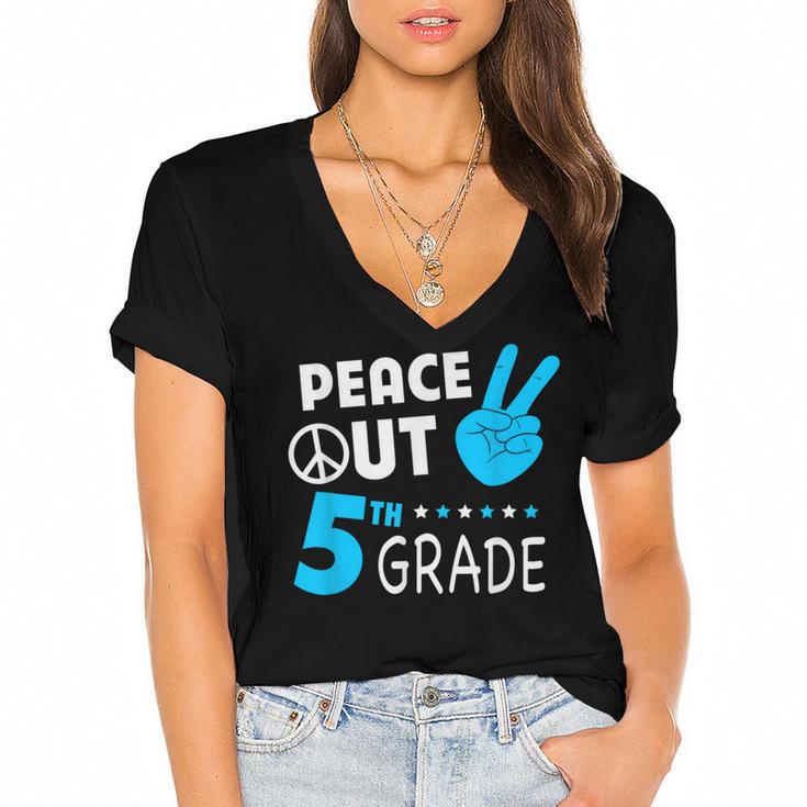 Fifth Grade Graduation Peace Out 5th Grade Boys Women's Jersey Short Sleeve Deep V-Neck Tshirt				