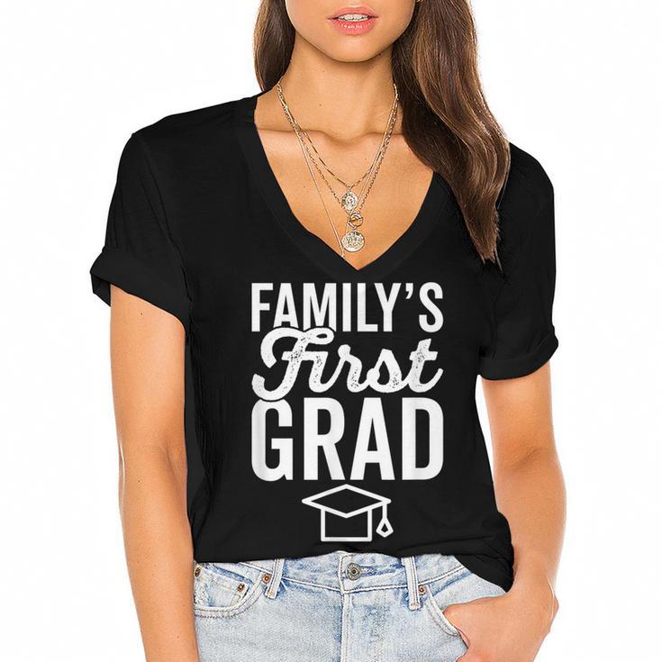 First In Family To Graduate College 2018 Graduation Women's Jersey Short Sleeve Deep V-Neck Tshirt				
