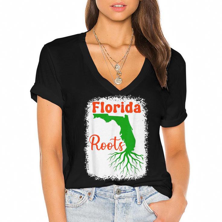 Florida Roots Florida Nostalgia Women's Jersey Short Sleeve Deep V-Neck Tshirt				