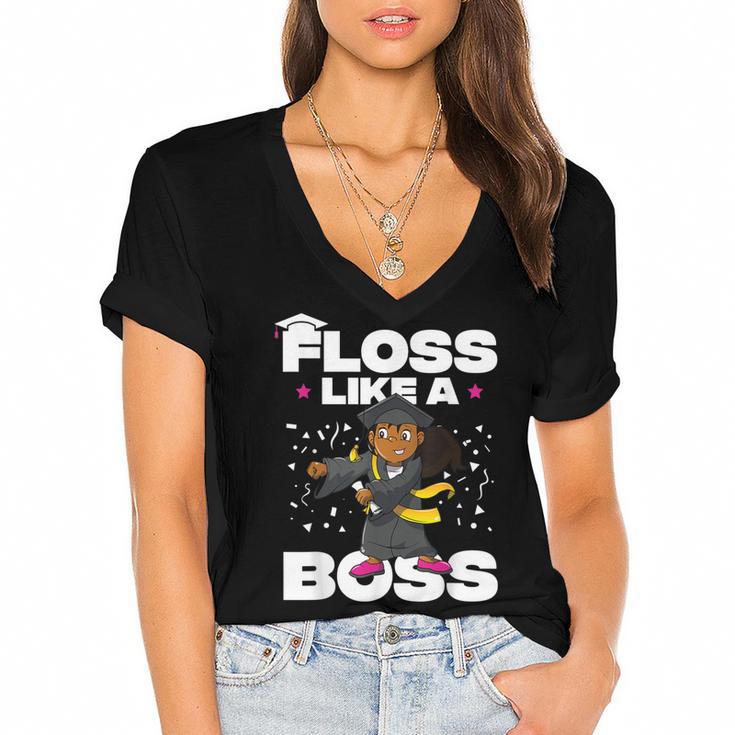 Floss Like A Boss Shirt Class Of 2019 Graduation Kids Women's Jersey Short Sleeve Deep V-Neck Tshirt				