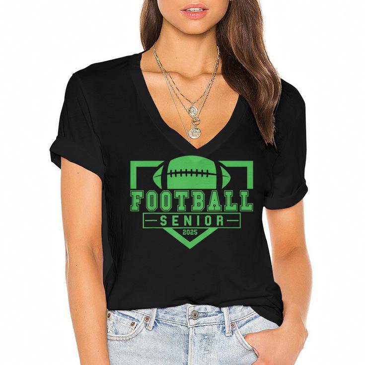 Football Senior Night Football Senior 2025 Graduation 24 Women's Jersey Short Sleeve Deep V-Neck Tshirt				
