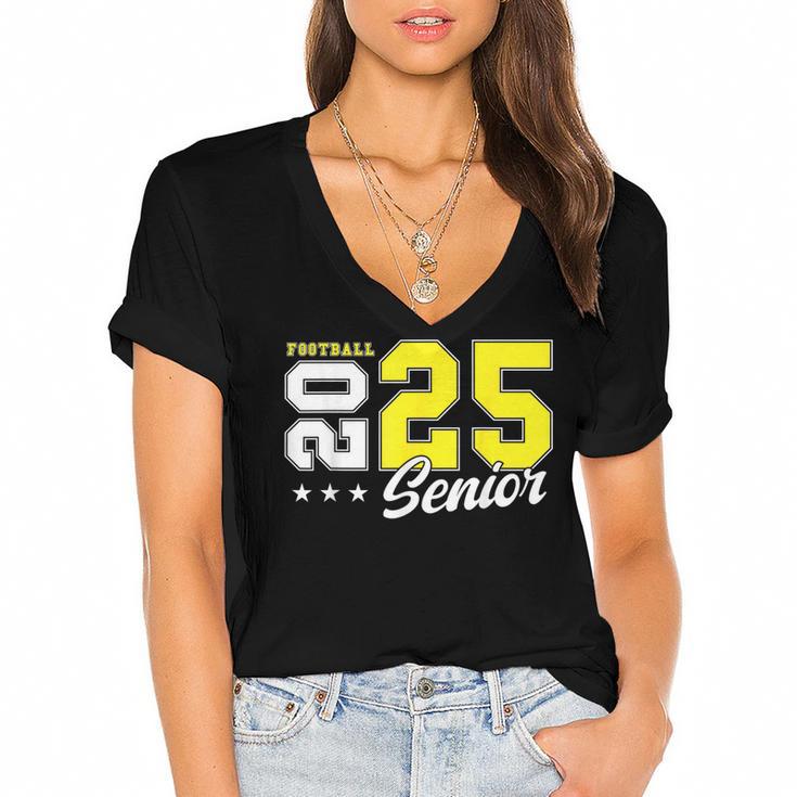 Football Senior Night Football Senior 2025 Graduation 55 Women's Jersey Short Sleeve Deep V-Neck Tshirt				