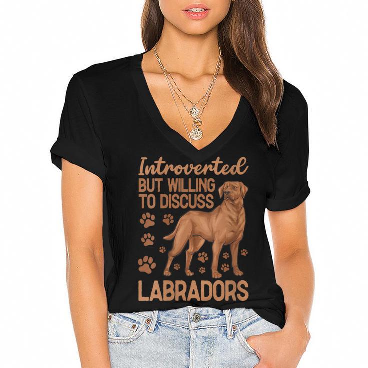 Fox Red Labrador Retriever Introvert Foxred Lab Women's Jersey Short Sleeve Deep V-Neck Tshirt