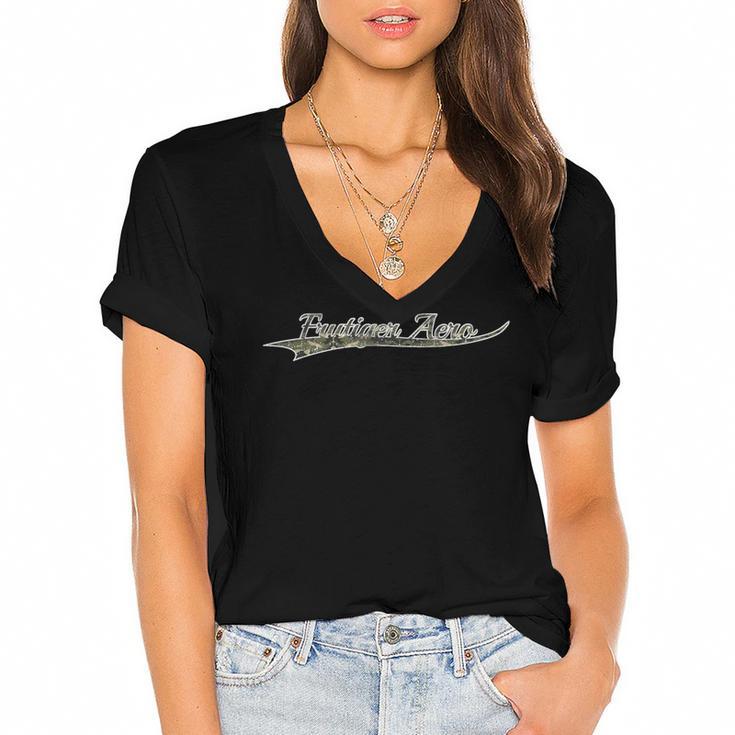 Frutiger Aero Aesthetic Camouflage Vintage Inspired Women's Jersey Short Sleeve Deep V-Neck Tshirt				
