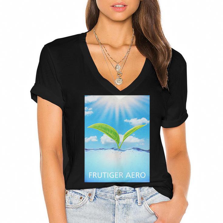 Frutiger Aero Aesthetics Women's Jersey Short Sleeve Deep V-Neck Tshirt				