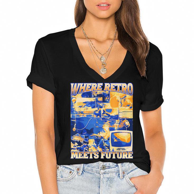 Frutiger Aero Retro Vibes Y2K 90's Vibes Women's Jersey Short Sleeve Deep V-Neck Tshirt				