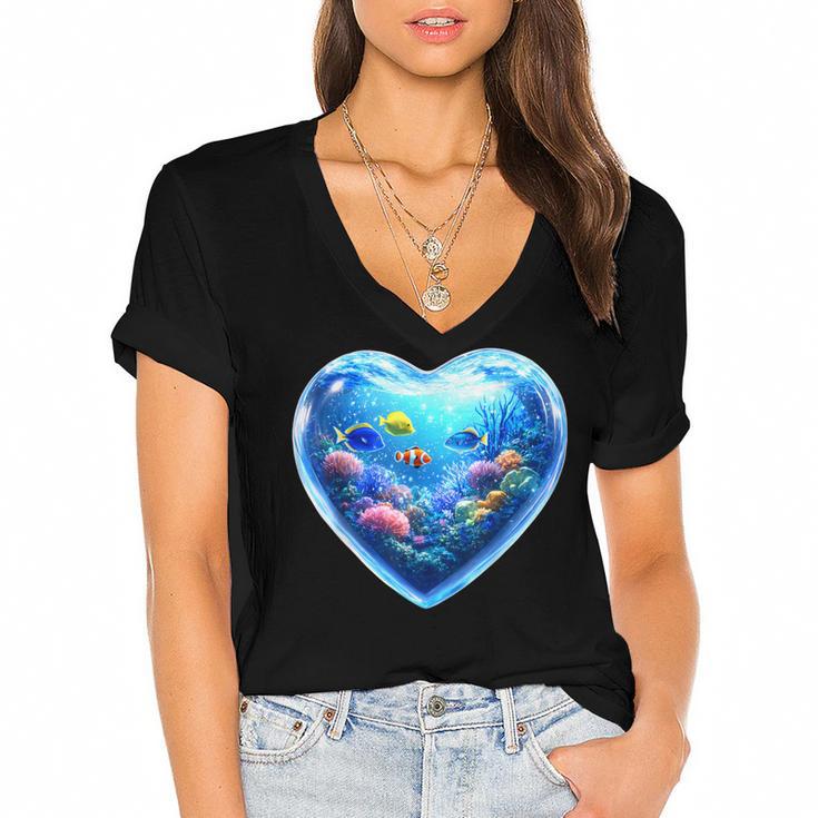 Frutiger Aero Y2K Heart Women's Jersey Short Sleeve Deep V-Neck Tshirt