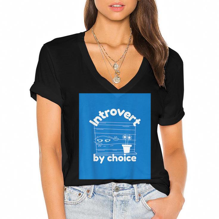 Fun For Introverts Women's Jersey Short Sleeve Deep V-Neck Tshirt