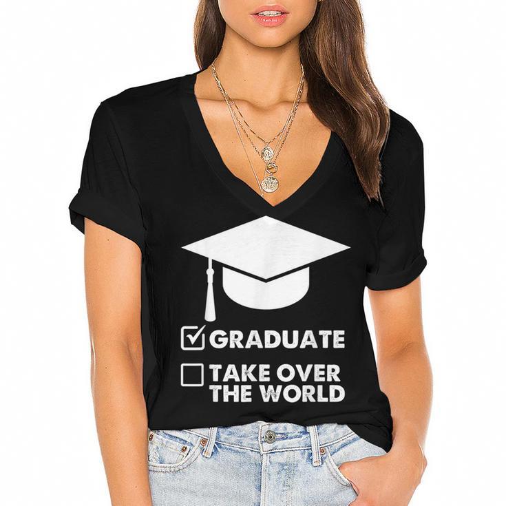 Funny Graduate Joke Mens Womens Graduation Gifts Women's Jersey Short Sleeve Deep V-Neck Tshirt				