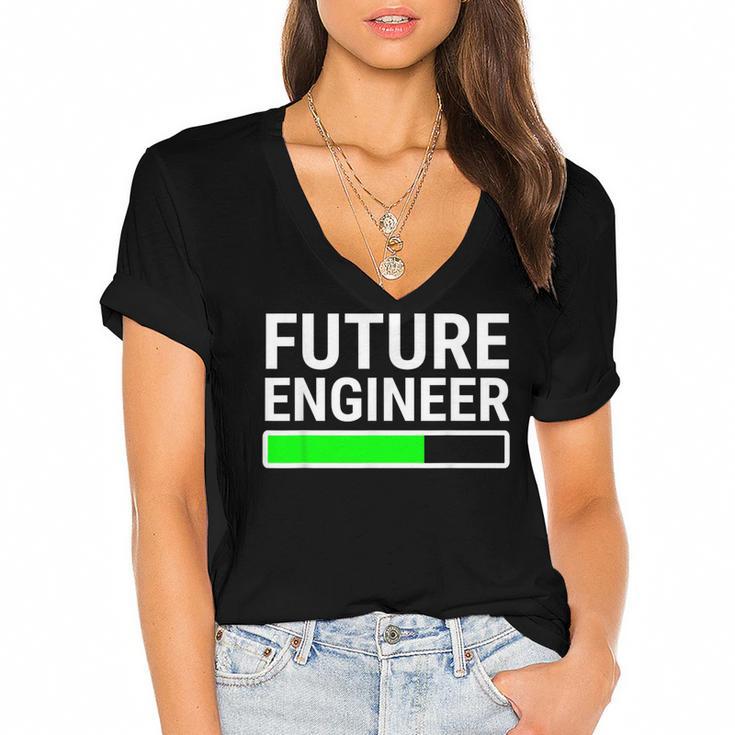 Future Engineer Loading Bar Cool Graduation Women's Jersey Short Sleeve Deep V-Neck Tshirt				