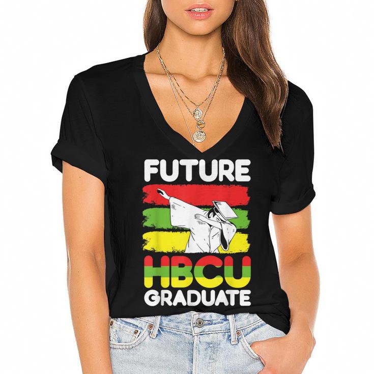 Future HBCU African American Gradute Graduation Women's Jersey Short Sleeve Deep V-Neck Tshirt				