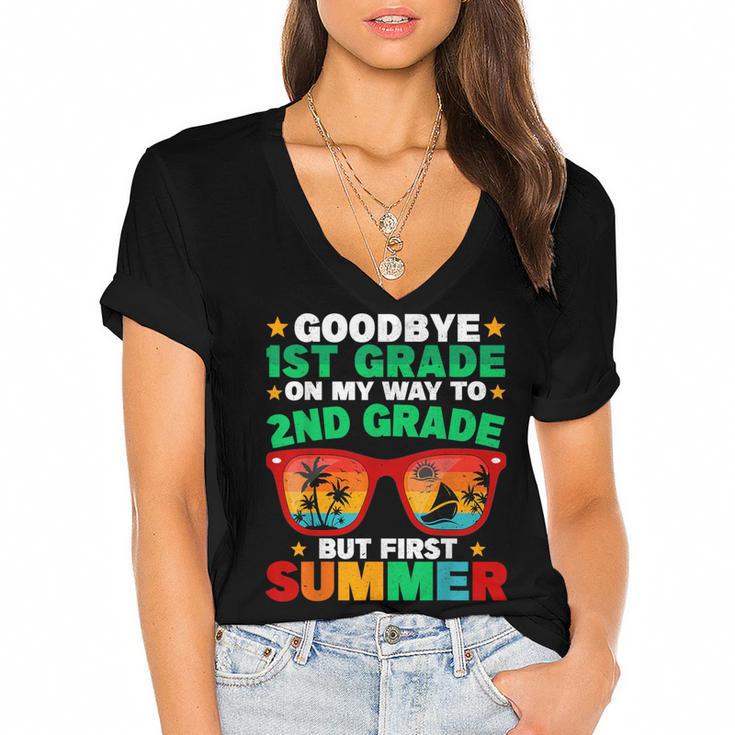 Goodbye 1st Grade First Summer Graduation Last Day Boys Women's Jersey Short Sleeve Deep V-Neck Tshirt				