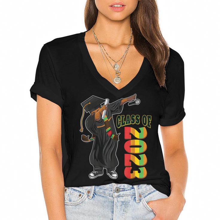 Grads Senior Class Of 2023 Graduation Decoration Stole Women's Jersey Short Sleeve Deep V-Neck Tshirt				