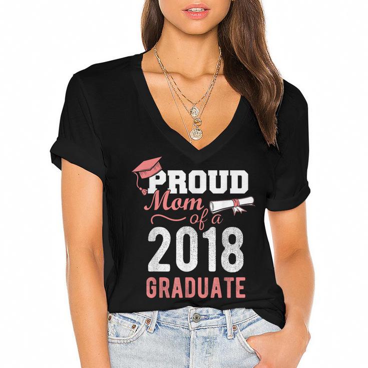Graduation 2018 Tshirt Proud Mom Of A 2018 Graduate T-Shirt Women's Jersey Short Sleeve Deep V-Neck Tshirt				