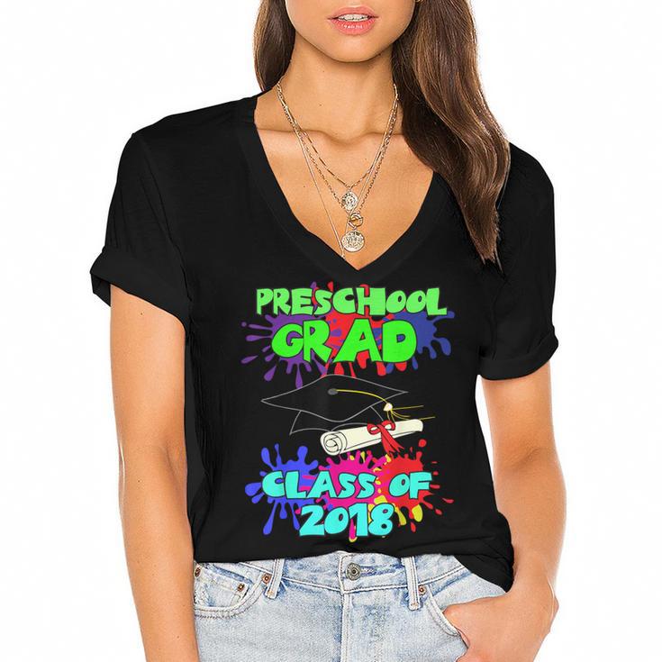 Graduation Class 2018 Cap Gown Shirt Preschool Graduate Women's Jersey Short Sleeve Deep V-Neck Tshirt				