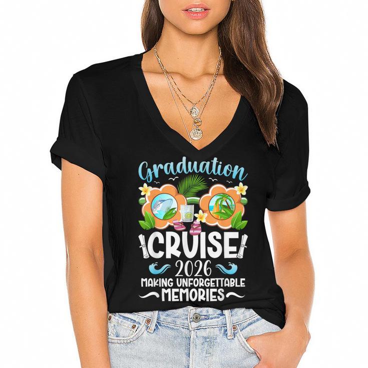Graduation Cruise 2026 Making Memories Graduate Cruising Women's Jersey Short Sleeve Deep V-Neck Tshirt				