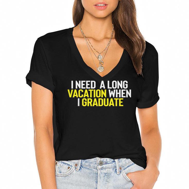 Graduation Student Grad School Class Senior Cute Women's Jersey Short Sleeve Deep V-Neck Tshirt				