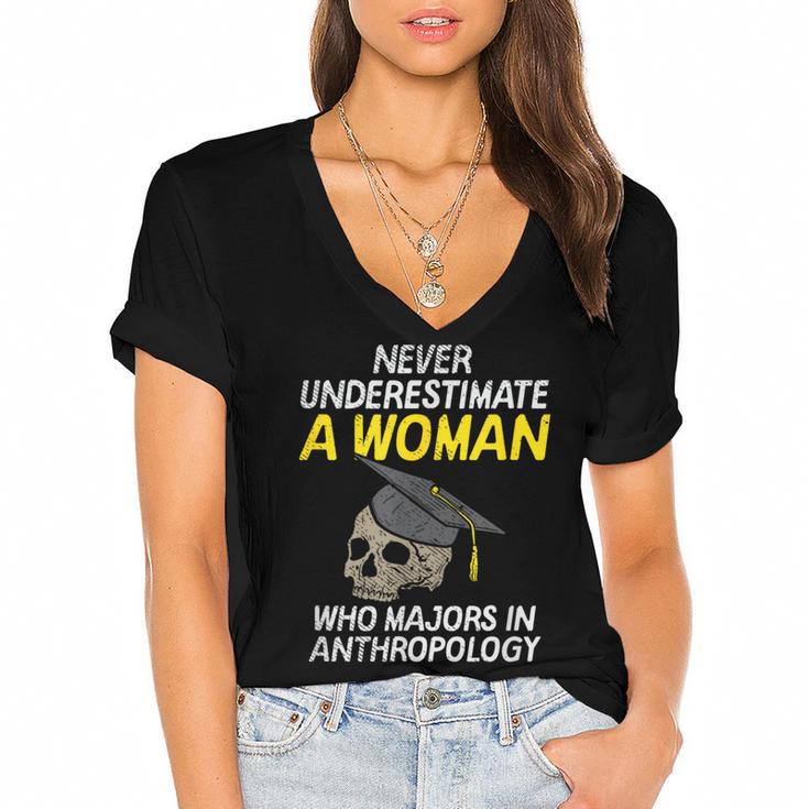 Graduation Student Who Majors In Anthropology Women's Jersey Short Sleeve Deep V-Neck Tshirt