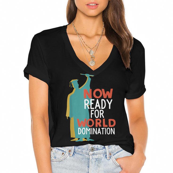 Graduation T-Shirt For College n High School Grad Women's Jersey Short Sleeve Deep V-Neck Tshirt				