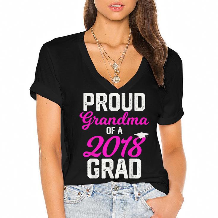 Grandma Graduation Shirt 2018 High School College Grad Women's Jersey Short Sleeve Deep V-Neck Tshirt				