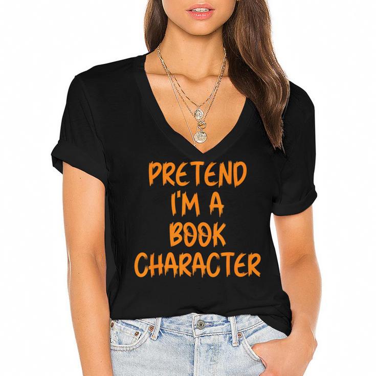 Halloween Pretend I'm Book Character Costume Lazy Adult Kids Women's Jersey Short Sleeve Deep V-Neck Tshirt