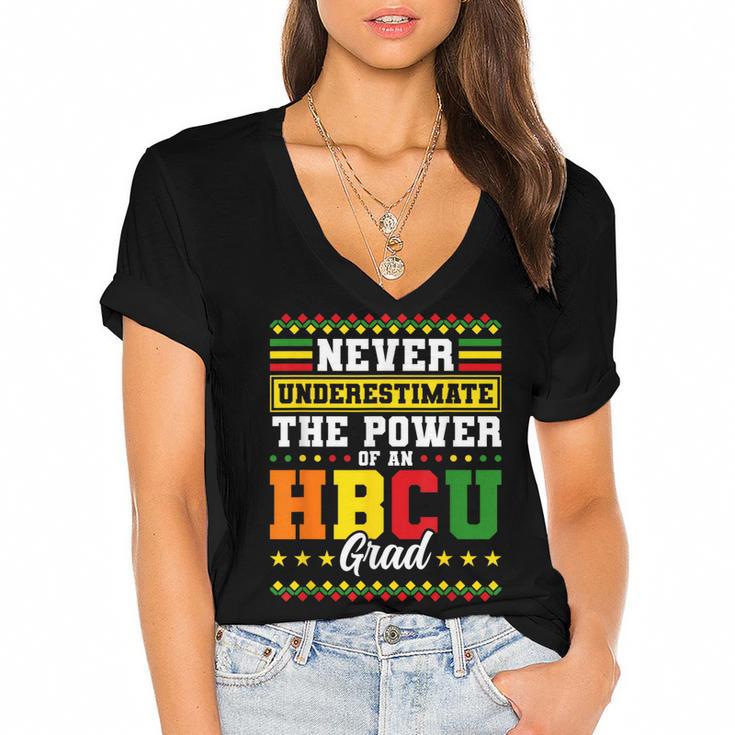 HBCU Grad Historically College Graduation Women's Jersey Short Sleeve Deep V-Neck Tshirt				